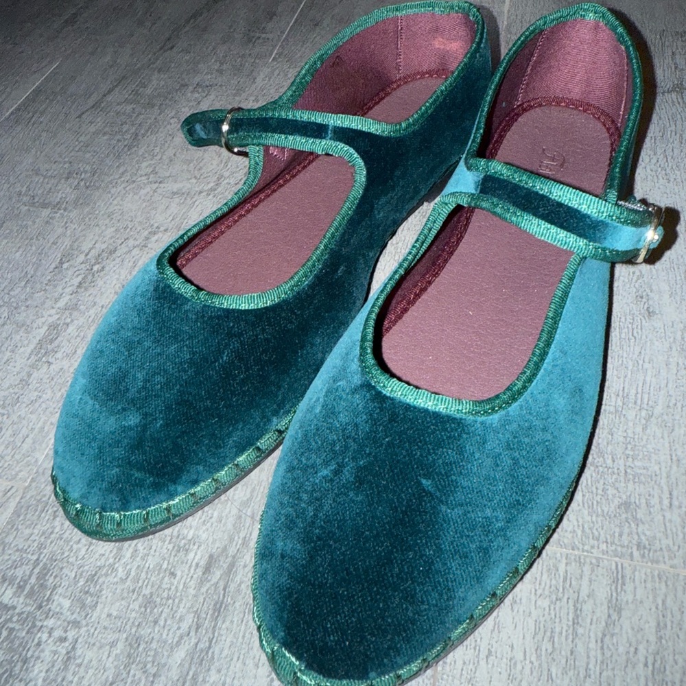 Tabitha Teal Velvet Women's Flats